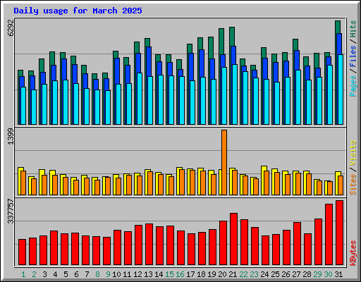 Daily usage for March 2025